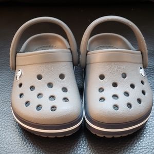 Crocs, NWOT, Grey and Navy, Toddler size 4